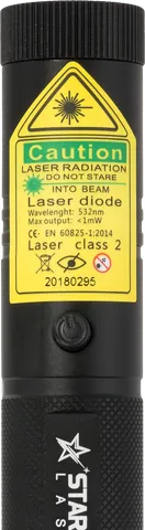Grüner Laserpointer G3 Pro – Nahaufnahme des Warnetiketts mit der Laserklasse