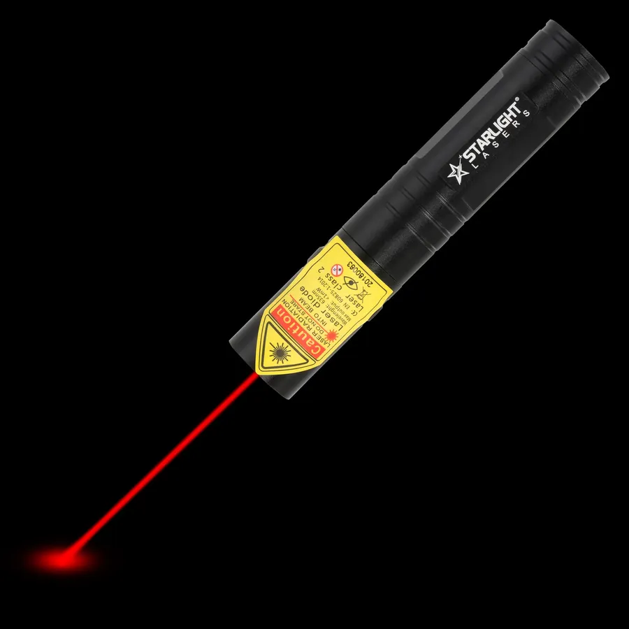 Roter Laserpointer R2 Pro kompakt mit sichtbarem Laserstrahl im Dunkeln
